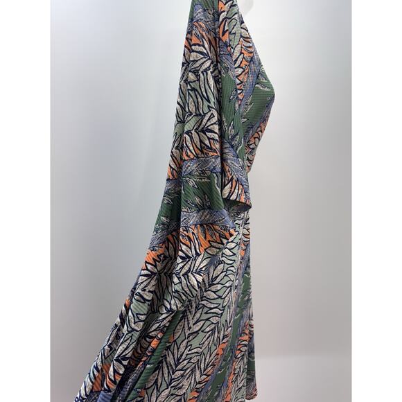 Easel Short Sleeve Green Tropical Floral Kimono Dress Women’s Size Medium - Picture 3 of 8